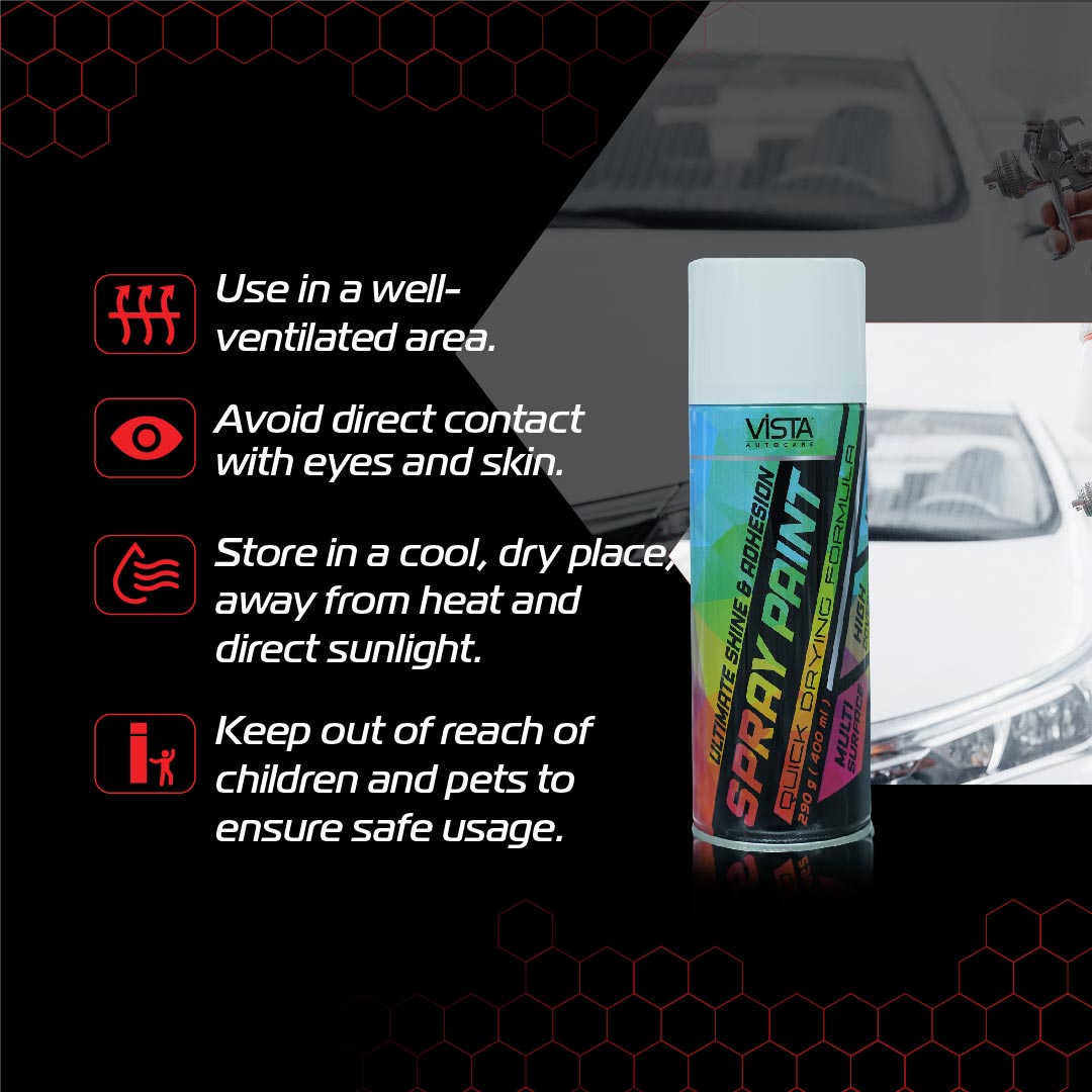 Vista Auto Care Spray Paint 400 ml (290 g) Quick Drying with Gloss finish for Metal, Wood, Walls | DIY Acrylic Spray Paint (Off White)