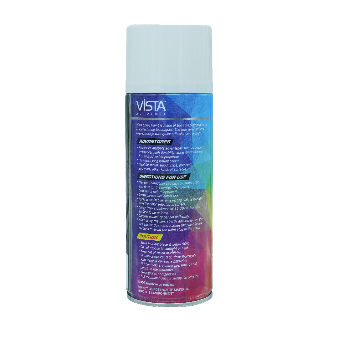 Vista Auto Care Spray Paint 400 ml (290 g) Quick Drying with Gloss finish for Metal, Wood, Walls | DIY Acrylic Spray Paint (Off White)