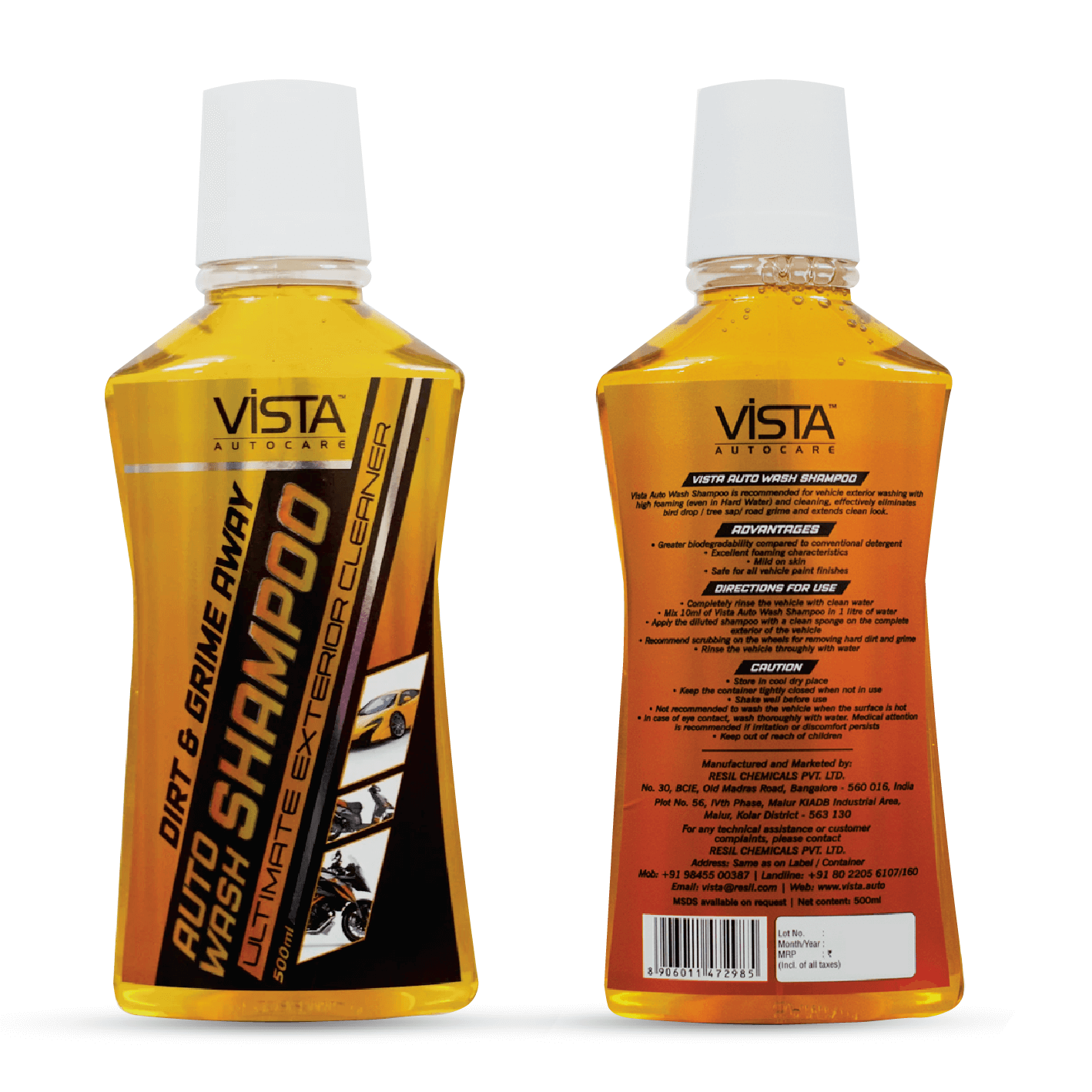 Auto Wash Shampoo 500 ml - pH Balance Formula, For Car And Bike