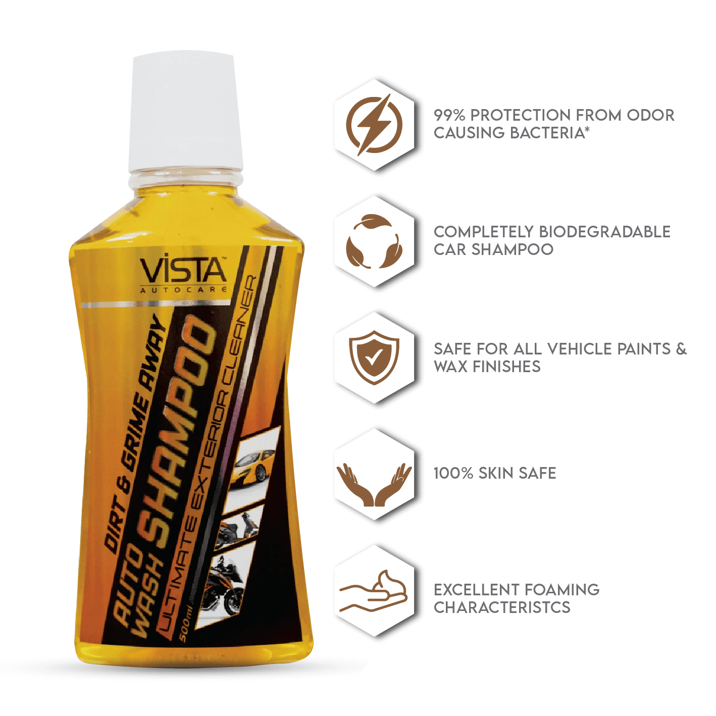 Auto Wash Shampoo 500 ml - pH Balance Formula, For Car And Bike