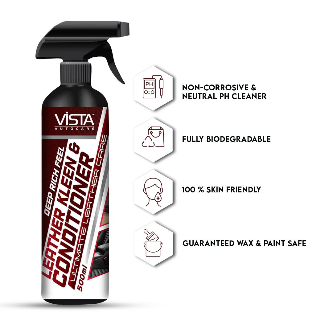 Car Interior & Leather Seat Cleaner Kit - Premium | 5-Piece Complete Car Interior Detailing Bundle with Freshener