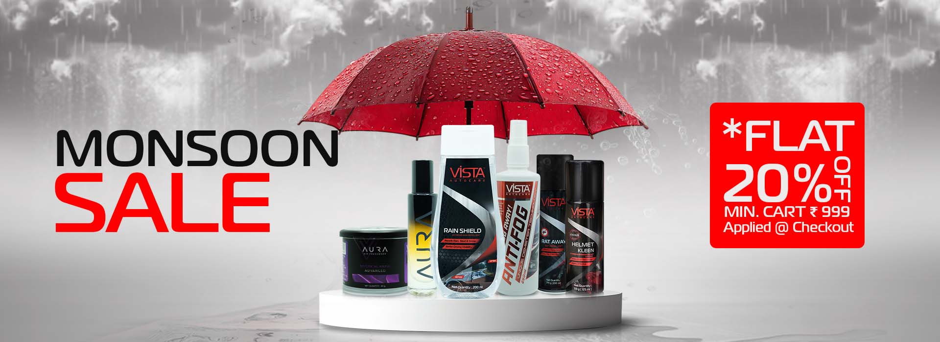 Vista auto care monsonn aug sale flat 20% off banner