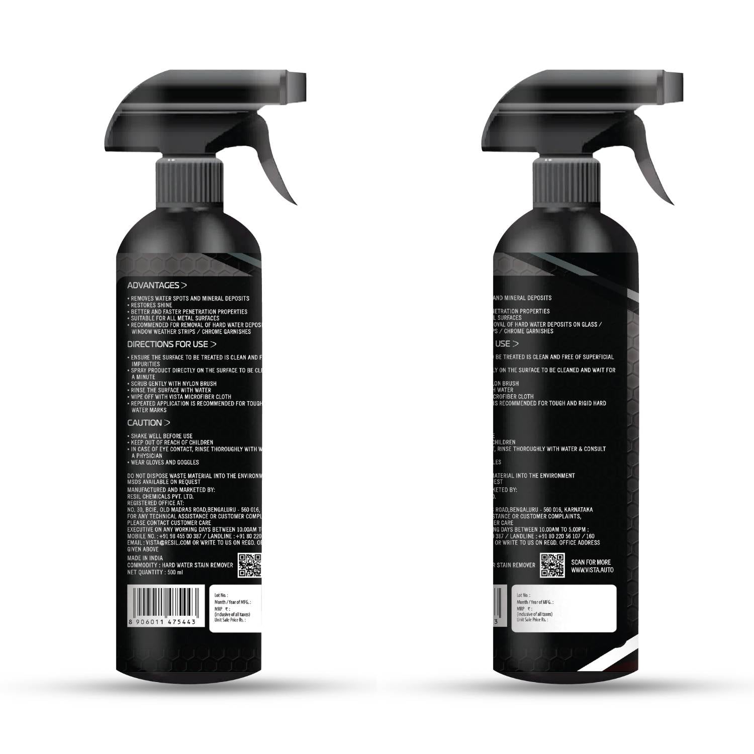 Hard Water Stain Remover 500 ml Spray - Powerful Formula for Streak-Free Shine - Safe on Glass, Tile & Metal - Easy to Use