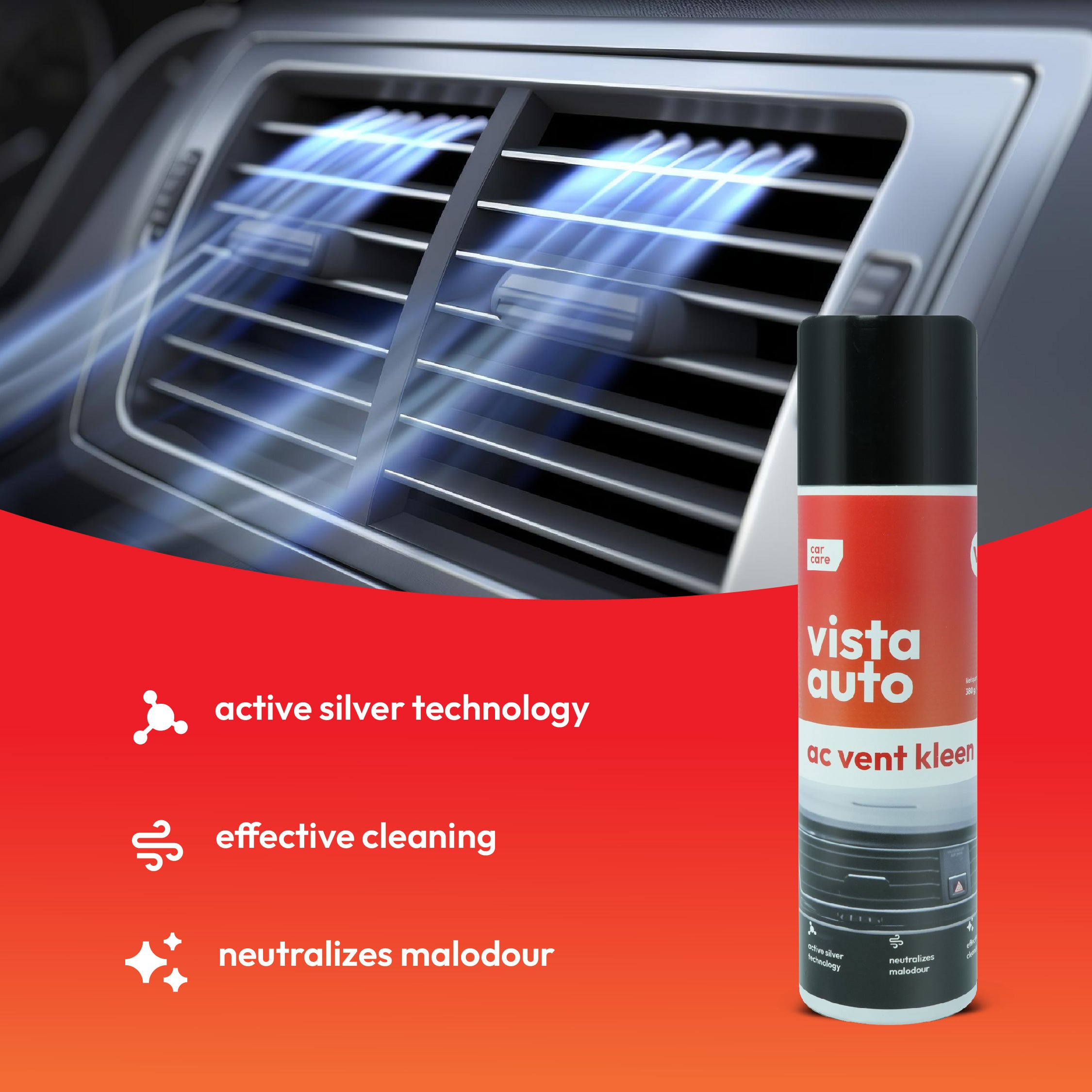 AC Vent Kleen - 380g | Hygiene Foam Spray with Extension Tube