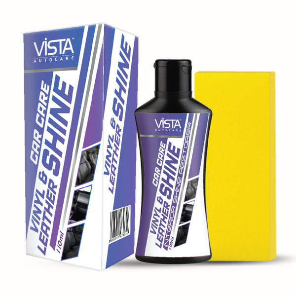 Bring life back to dull and faded car interior surfaces with Vista Auto Care Vinyl and leather shine. This 110ml bottle offers a simple solution to restore interior shine, while also helping to protect car dashboard, leather, door trims, vinyl and upholstery. Suitable for all types of car interiors, enjoy an enhanced shine with each application, while also protecting against UV rays and wear and tear.