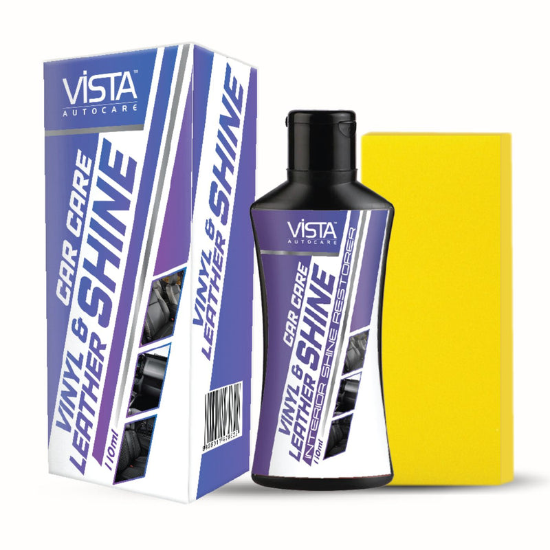 Bring life back to dull and faded car interior surfaces with Vista Auto Care Vinyl and leather shine. This 110ml bottle offers a simple solution to restore interior shine, while also helping to protect car dashboard, leather, door trims, vinyl and upholstery. Suitable for all types of car interiors, enjoy an enhanced shine with each application, while also protecting against UV rays and wear and tear.