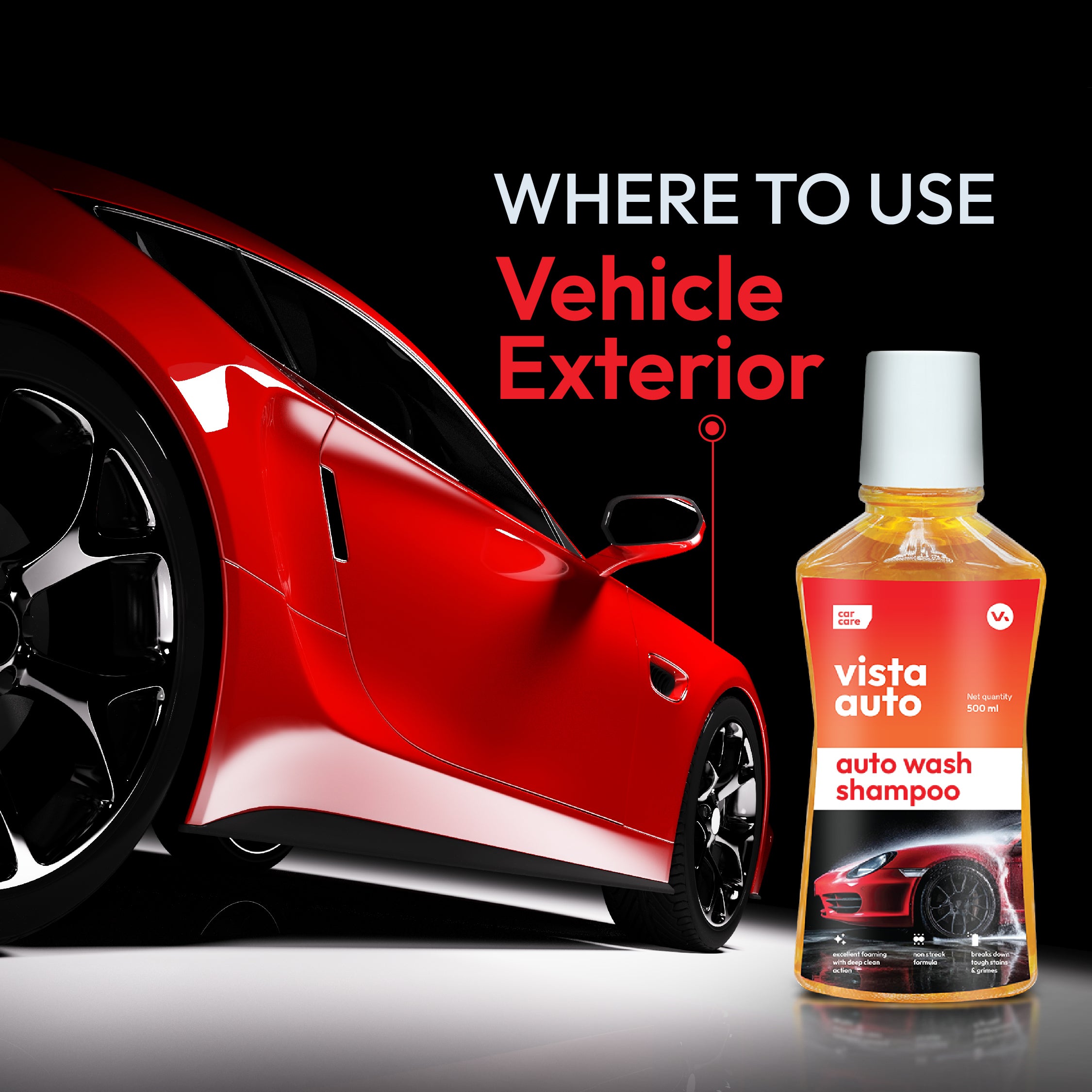 Auto Wash Shampoo 500 ml - pH Balance Formula, For Car And Bike