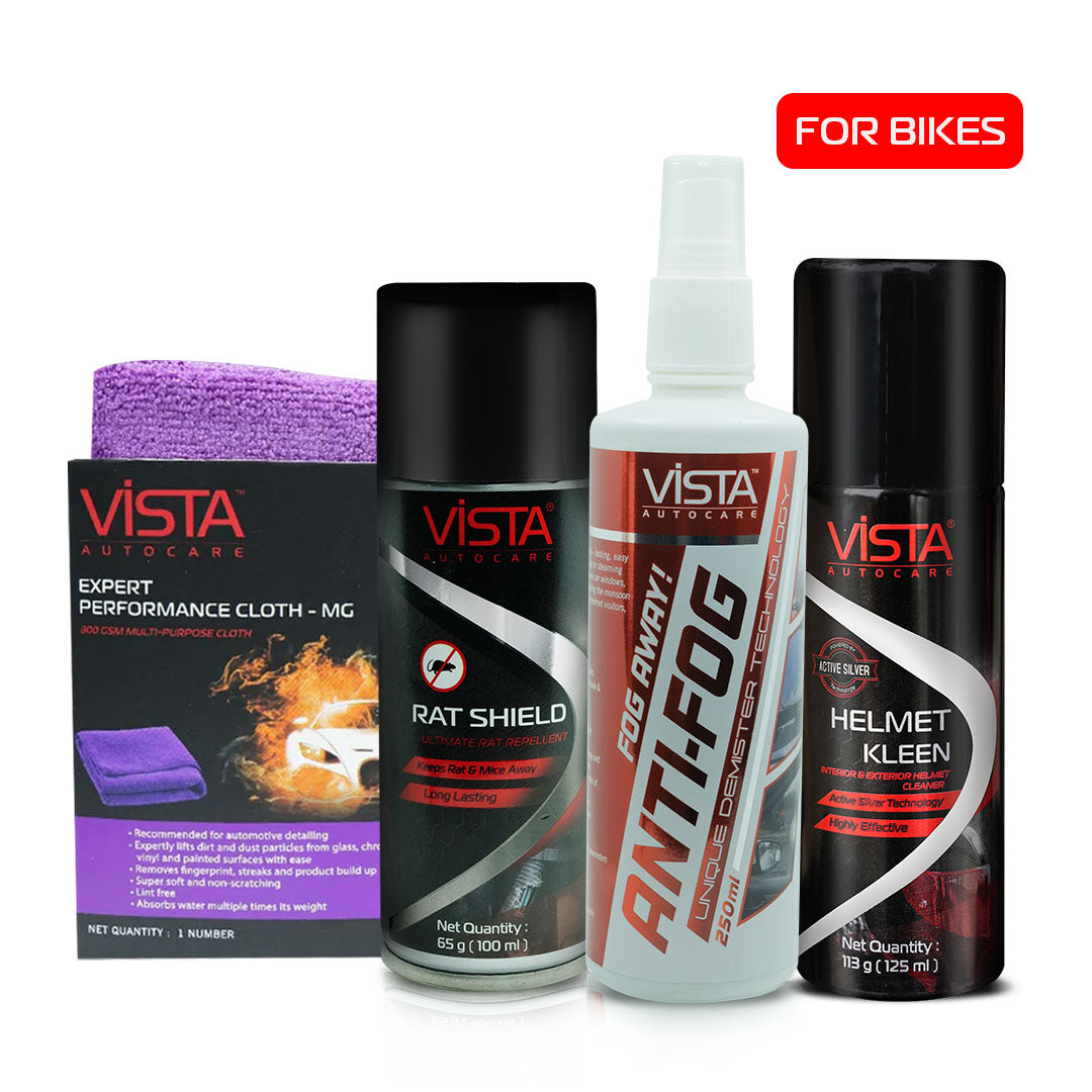 Bike Winter Care Kit | 4-Piece Protection Kit | Anti-Fog, Helmet Care & Rat Protection Bundle