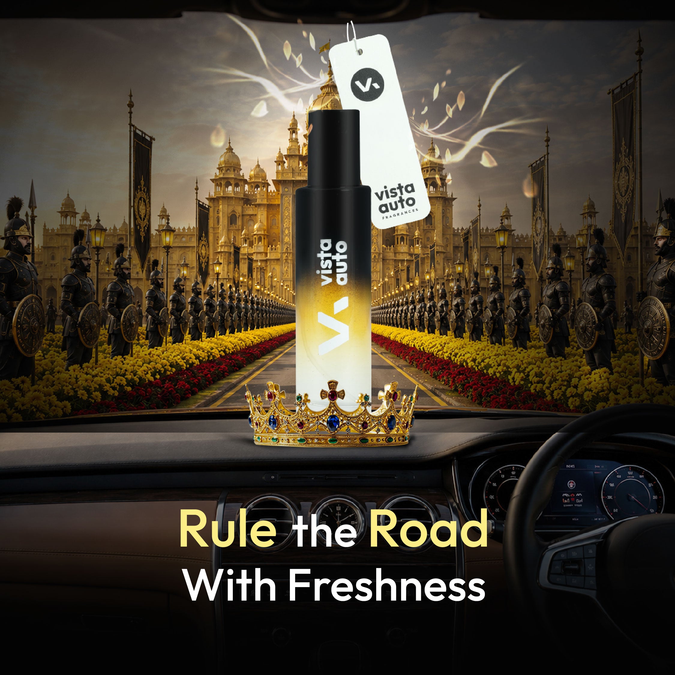Aura Hanging Air Freshener - Crown 30 ml with 2 Hanging Boards | For Cars, Home,  Living Spaces, Office, Closets, Bathrooms | 400 + Sprays