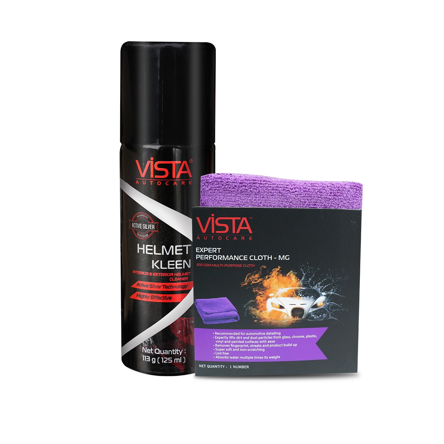 Vista Auto Care Helmet Kleen – 125 ml with Expert Performance Microfiber Cloth MG