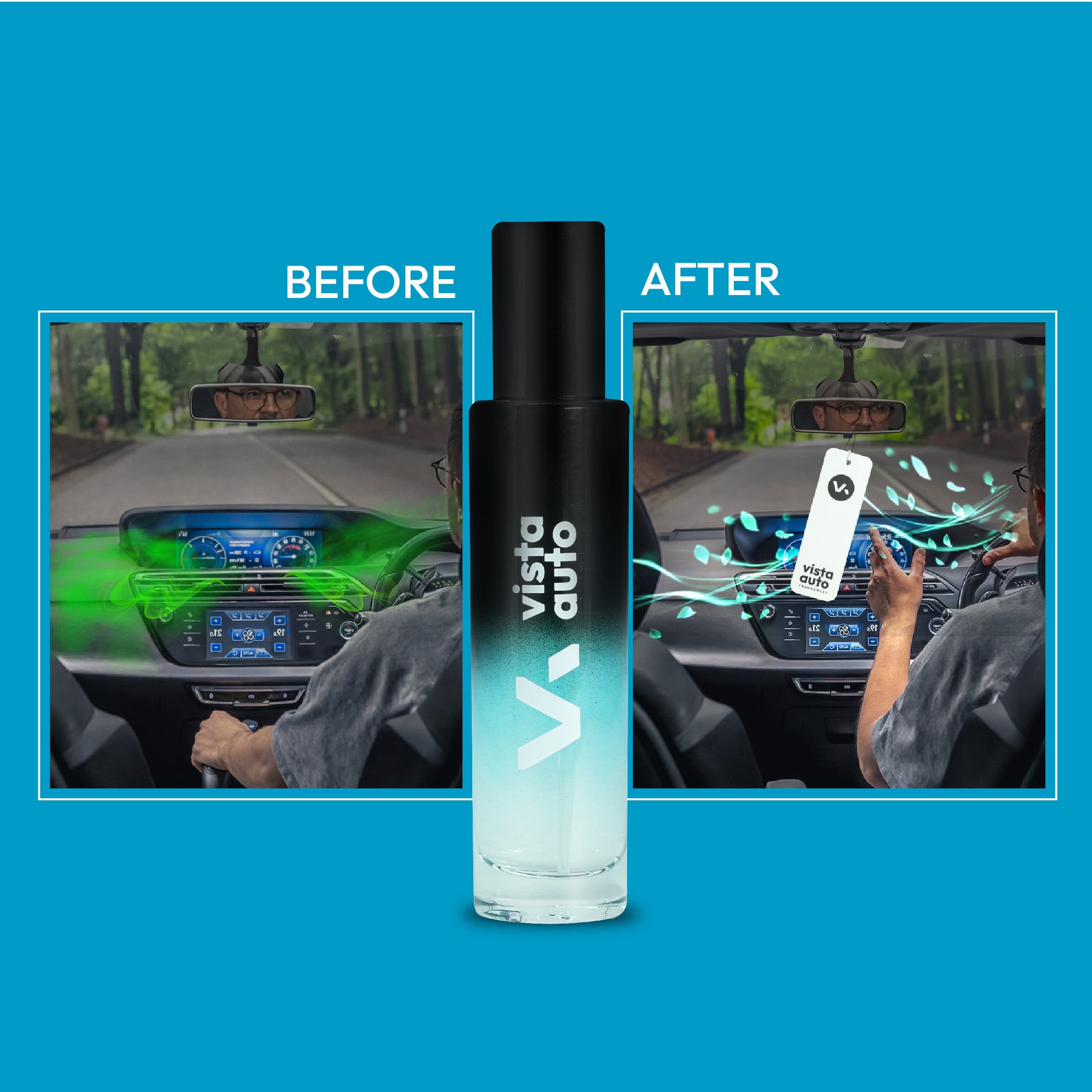 Aura Hanging Air Freshener - Lagoon 30 ml with 2 Hanging Boards | For Cars, Home,  Living Spaces, Office, Closets, Bathrooms | 400 + Sprays