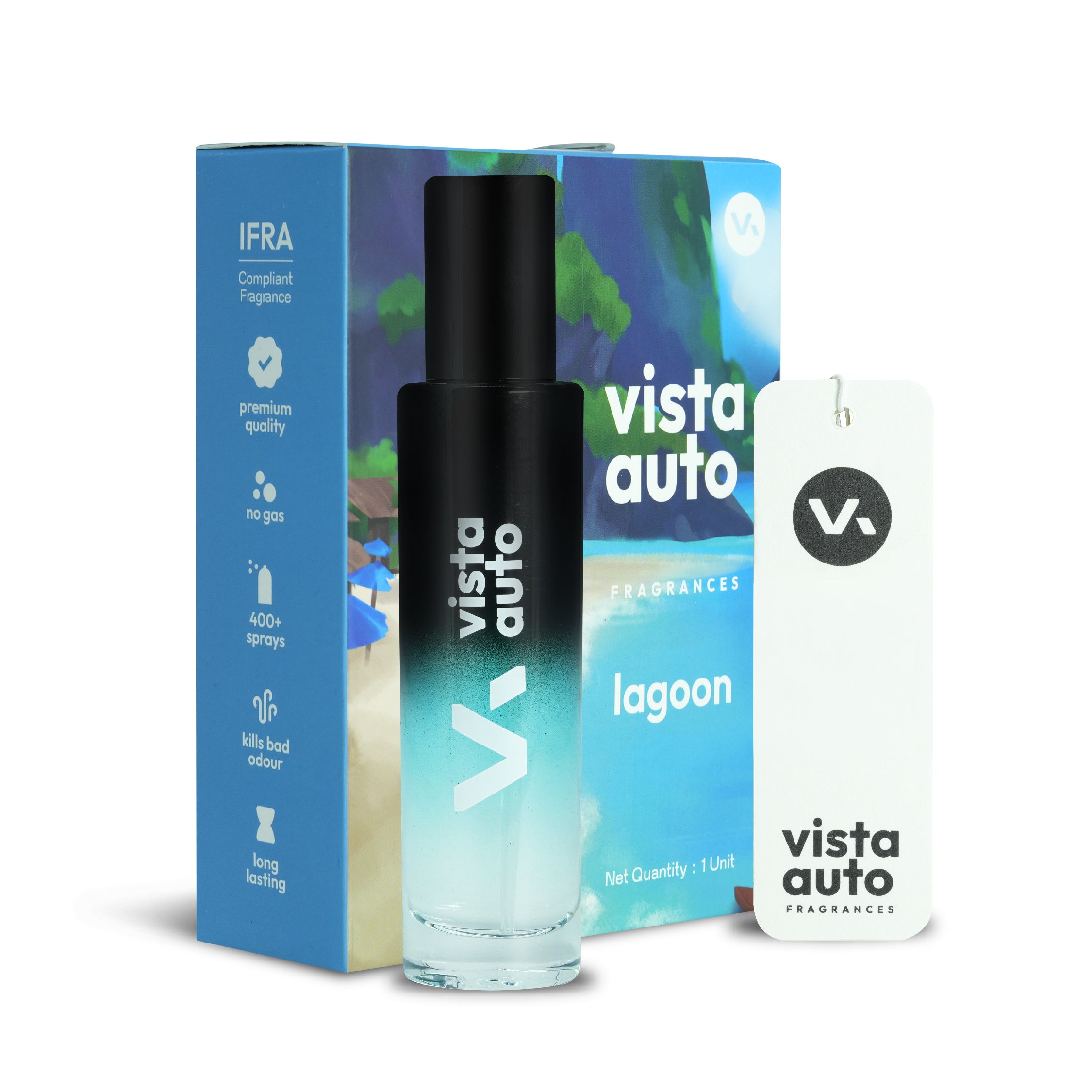 Aura Hanging Air Freshener - Lagoon 30 ml with 2 Hanging Boards | For Cars, Home,  Living Spaces, Office, Closets, Bathrooms | 400 + Sprays