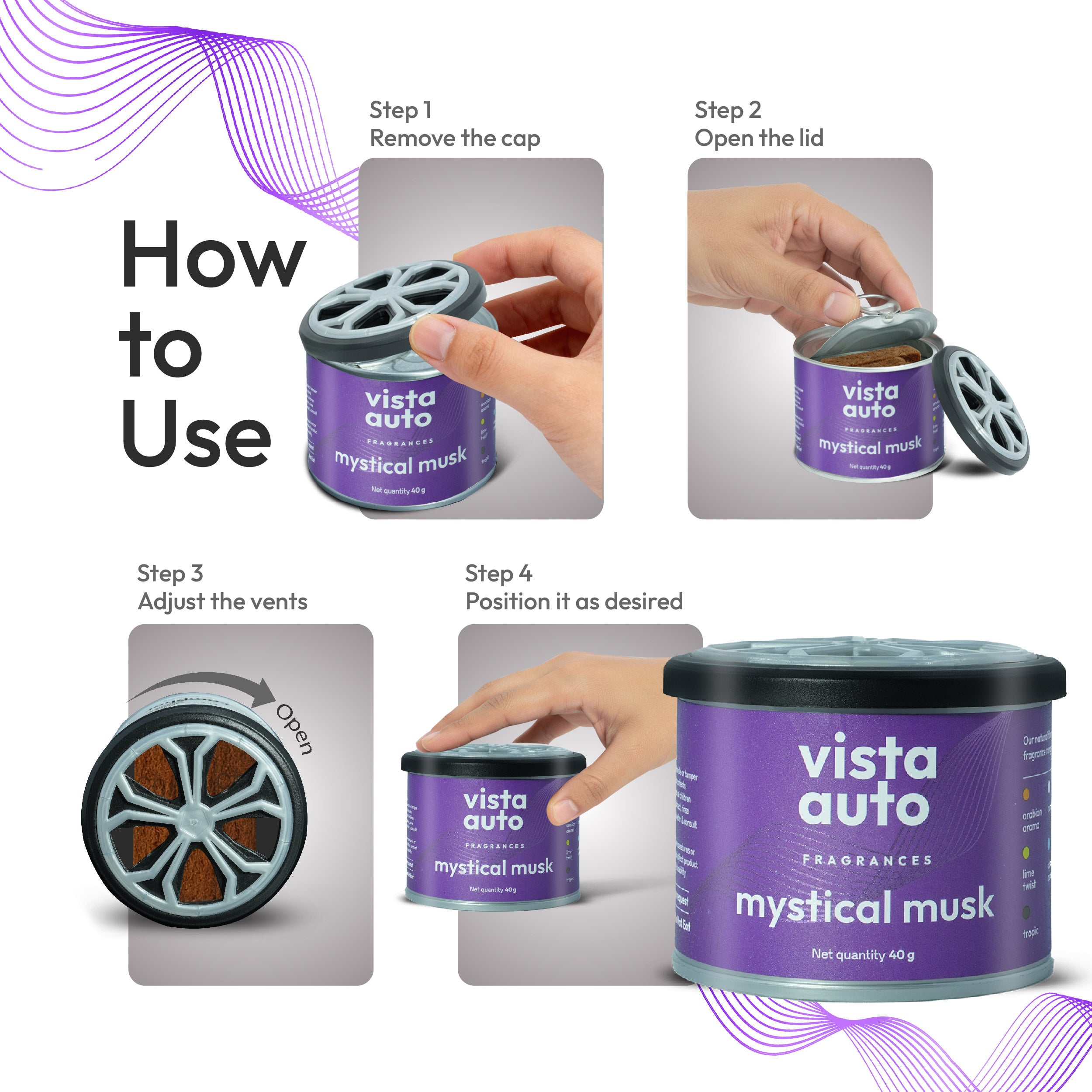 Aura Natural Fiber Car Air Freshener - Mystical Musk 40 g