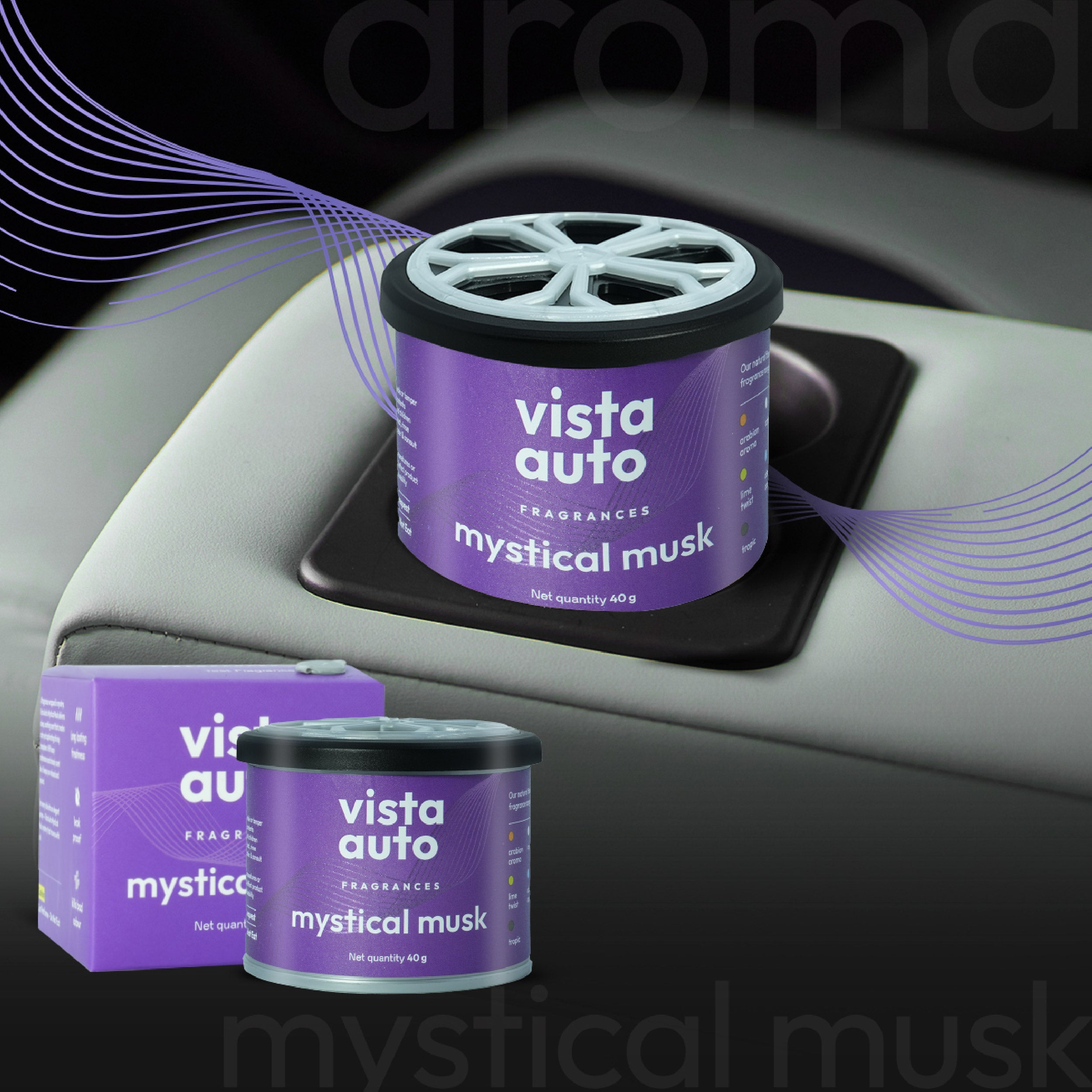 Aura Natural Fiber Car Air Freshener - Mystical Musk 40 g