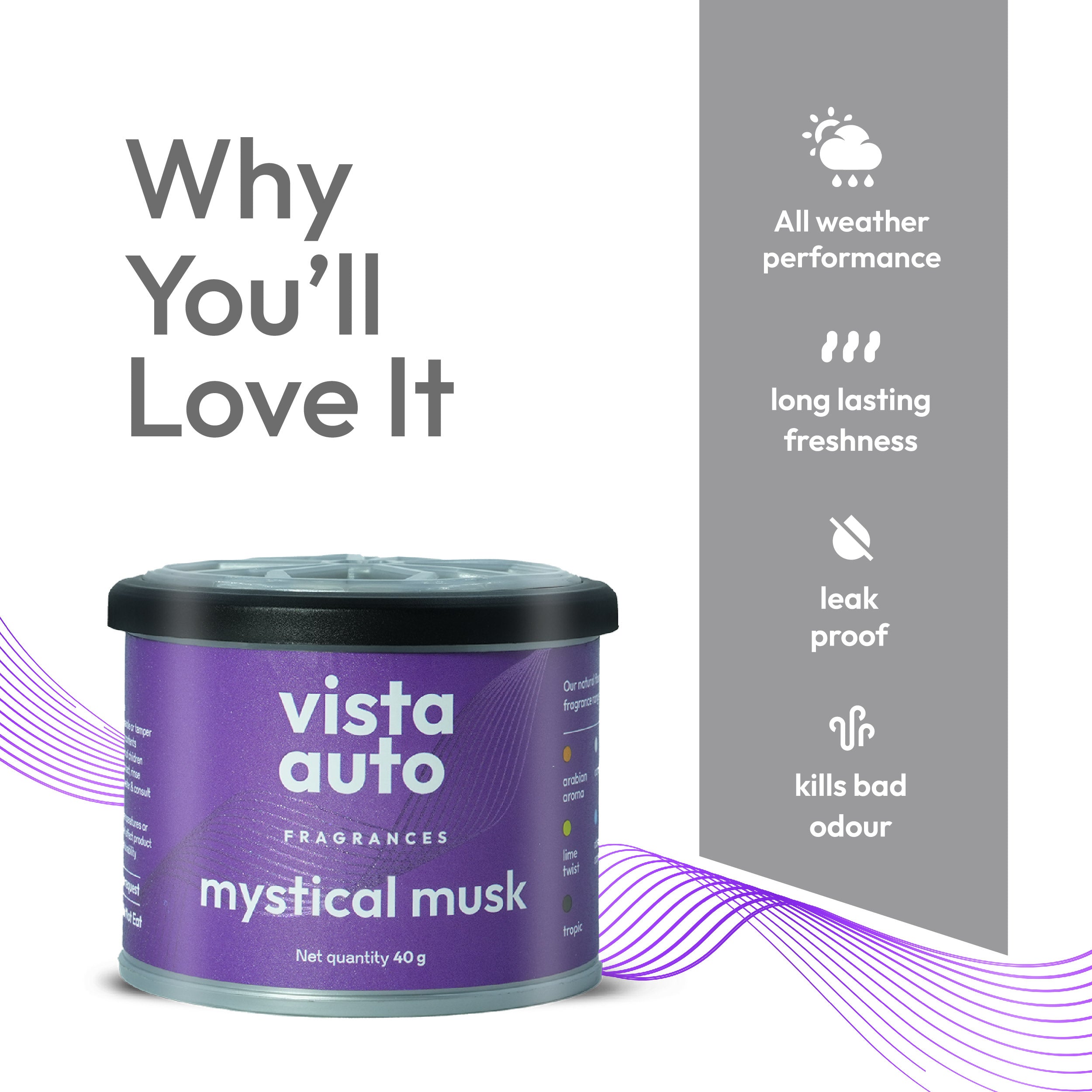 Aura Natural Fiber Car Air Freshener - Mystical Musk 40 g