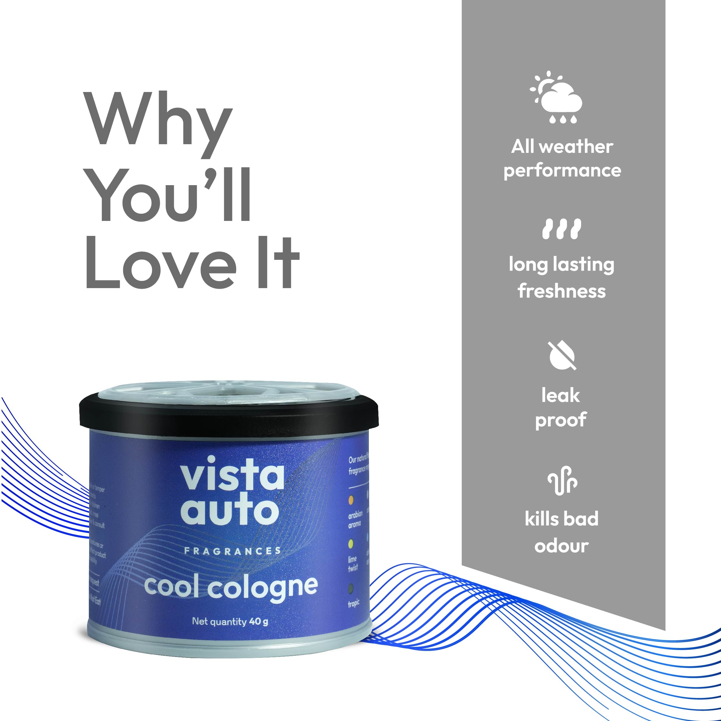 Aura Natural Fiber Car Freshener - Cool Cologne 40 g