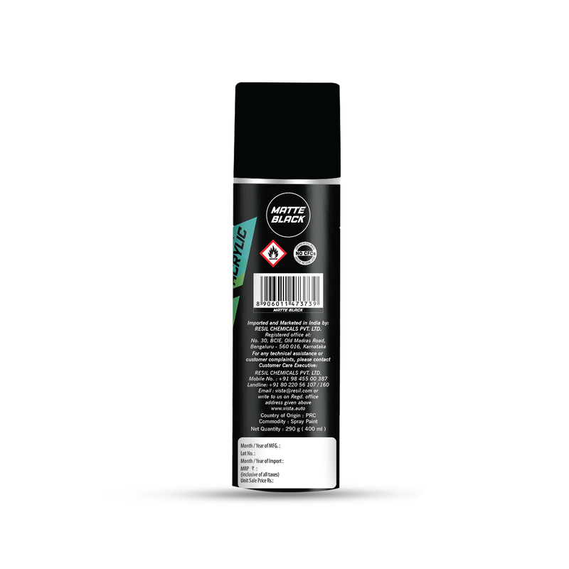 VISTA SPRAY PAINT BLACK MATTE 400 ml (290g)