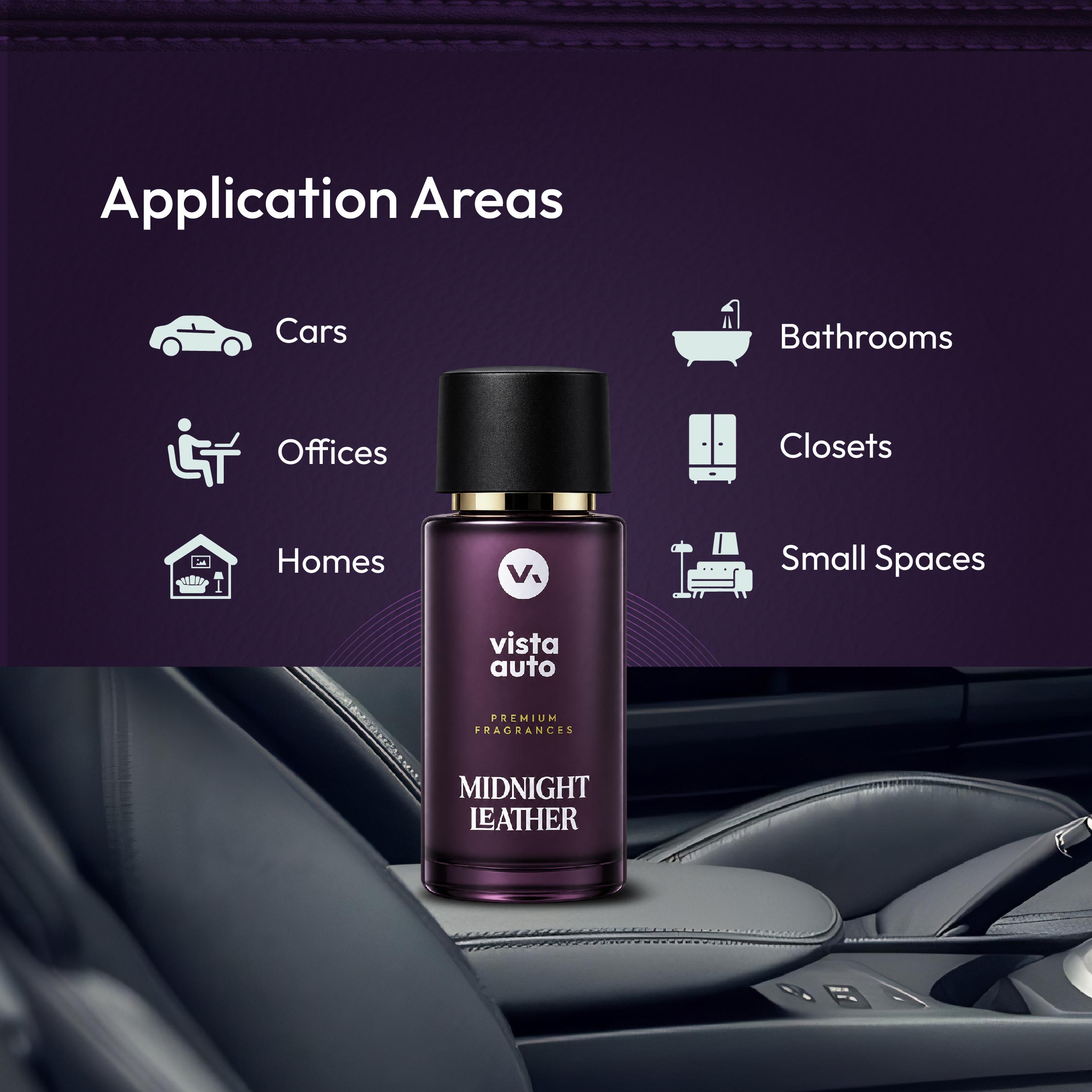 Midnight Leather Car Perfume Hanging Card |  Agarwood Musk Leather Fragrance | Long-Lasting Air Freshener | 600+ Sprays | No Gas | IFRA Certified