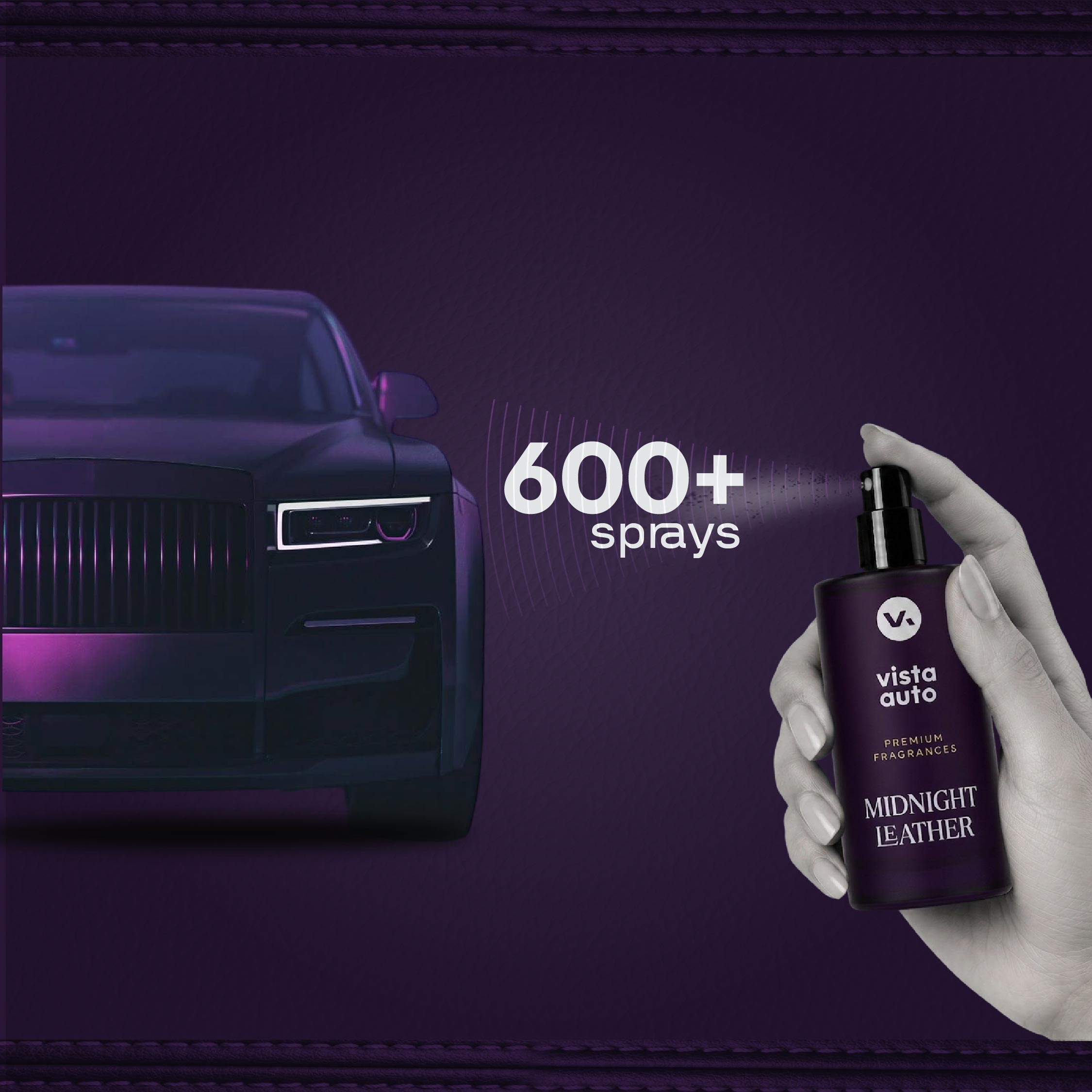 Midnight Leather Car Perfume Hanging Card |  Agarwood Musk Leather Fragrance | Long-Lasting Air Freshener | 600+ Sprays | No Gas | IFRA Certified