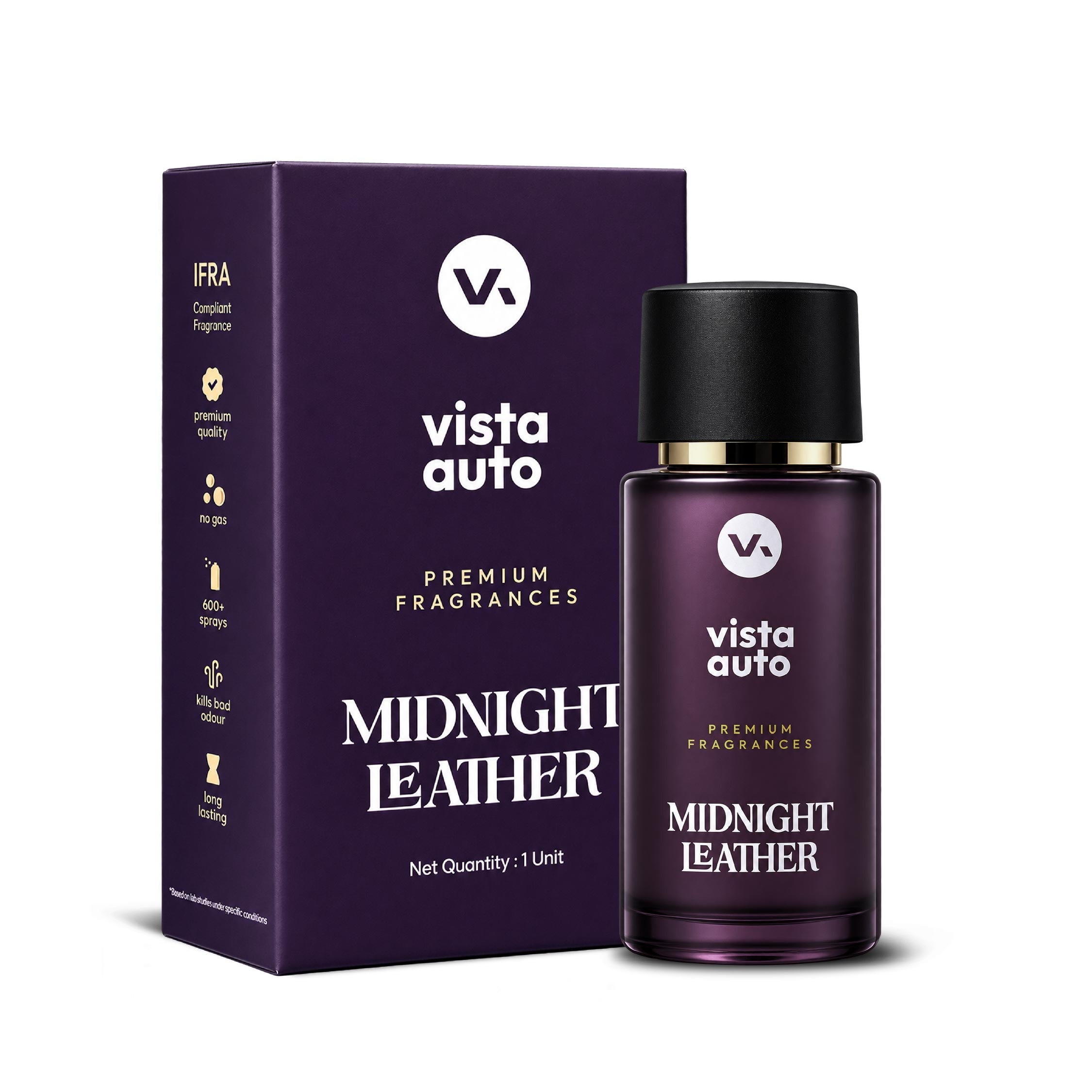 Midnight Leather Car Perfume Hanging Card |  Agarwood Musk Leather Fragrance | Long-Lasting Air Freshener | 600+ Sprays | No Gas | IFRA Certified