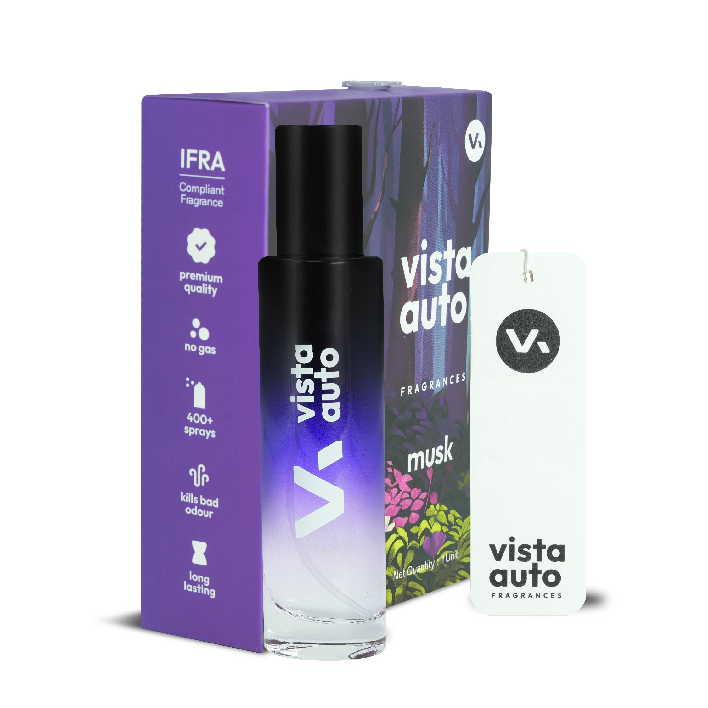 Vista Aura Hanging Air Freshener - Musk 30 ml with 2 Hanging Boards | For Cars, Home, Living Spaces, Office, Closets, Bathrooms | 400 + Sprays