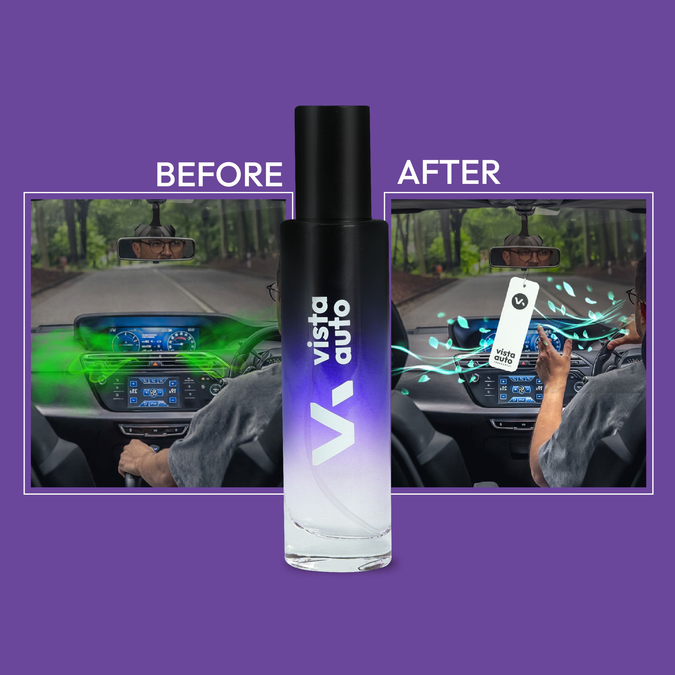 Vista Aura Hanging Air Freshener - Musk 30 ml with 2 Hanging Boards | For Cars, Home, Living Spaces, Office, Closets, Bathrooms | 400 + Sprays