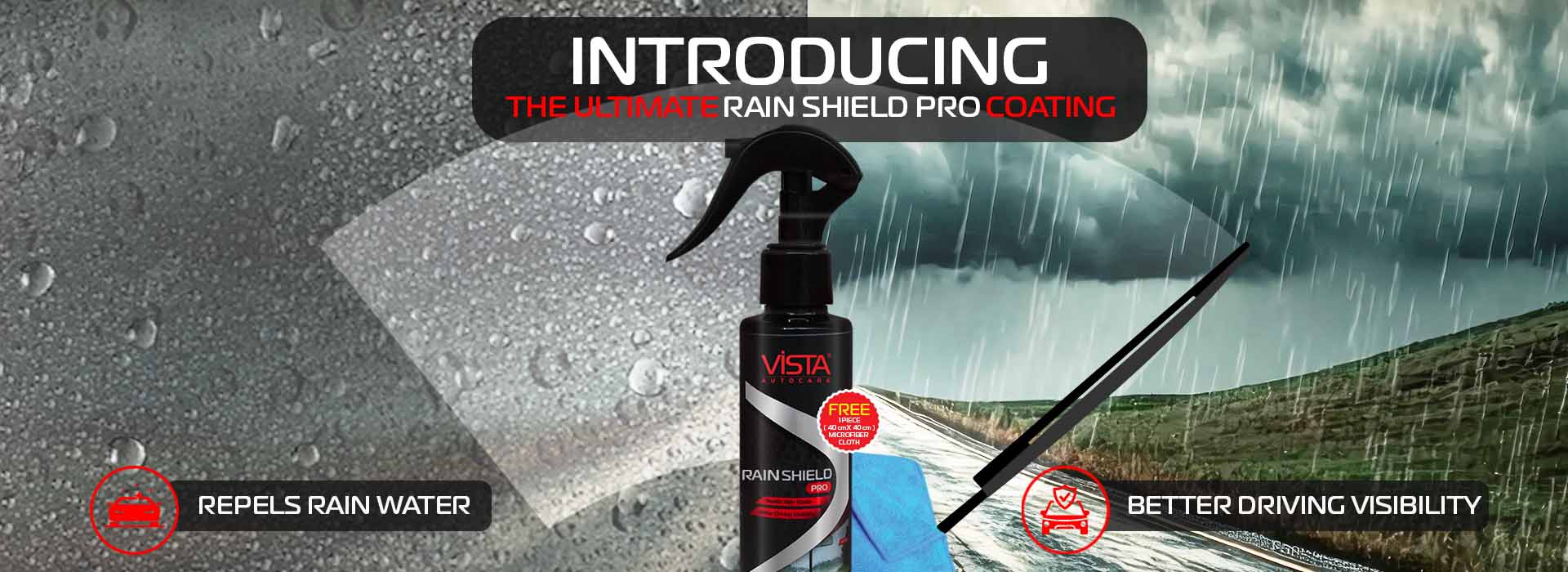 rain shield pro 100 ml rain repellent coating desktop banner