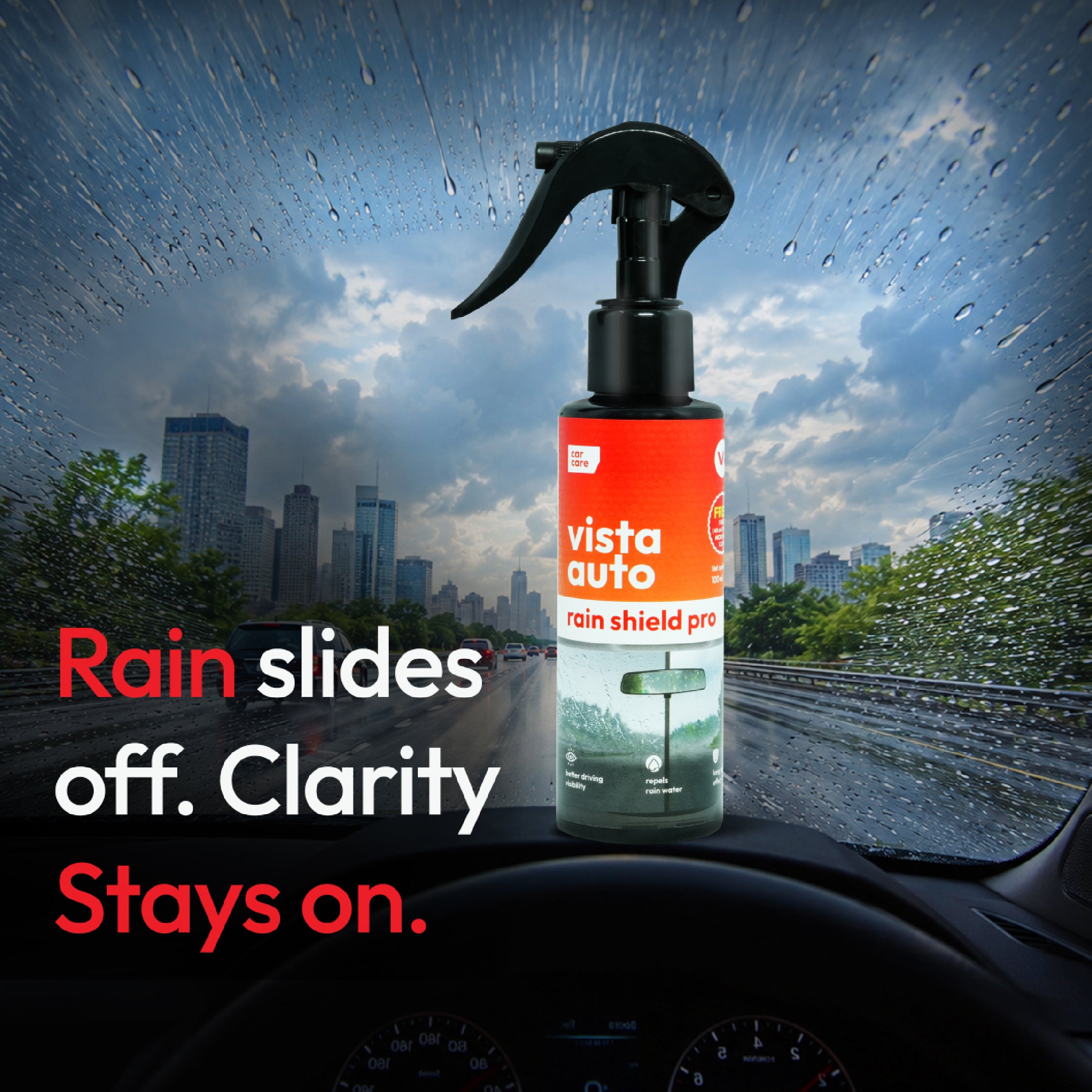 Rain Shield Pro 100ml Car Windshield Water Repellent Coating Spray with Microfiber Cloth | Hydrophobic Glass Coating