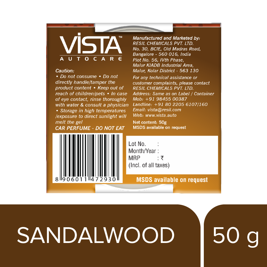 Vista Aura Air Freshener Gel Sandal Wood 50 g