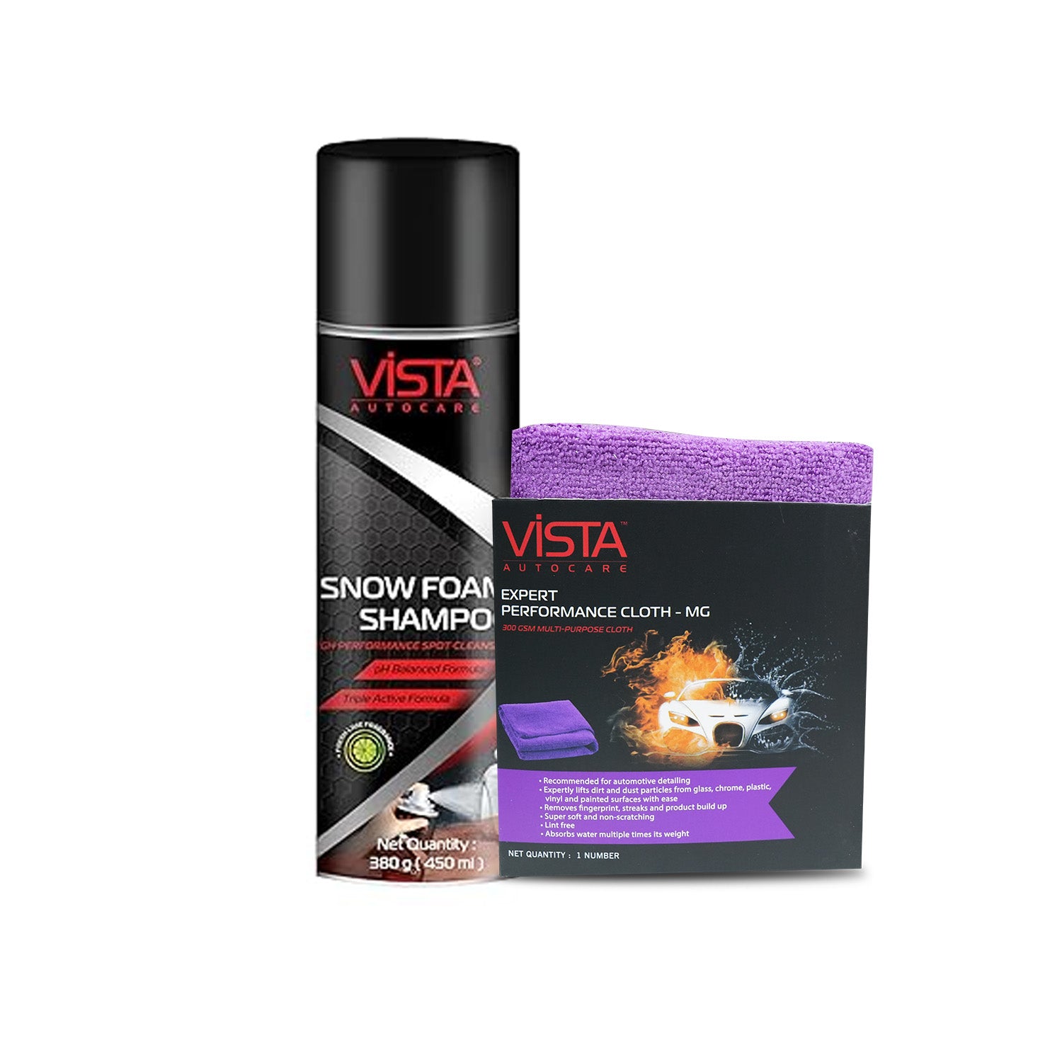 Vista Snow Foam Shampoo 450 ml (380 g) with Expert Performance Microfiber Cloth MG
