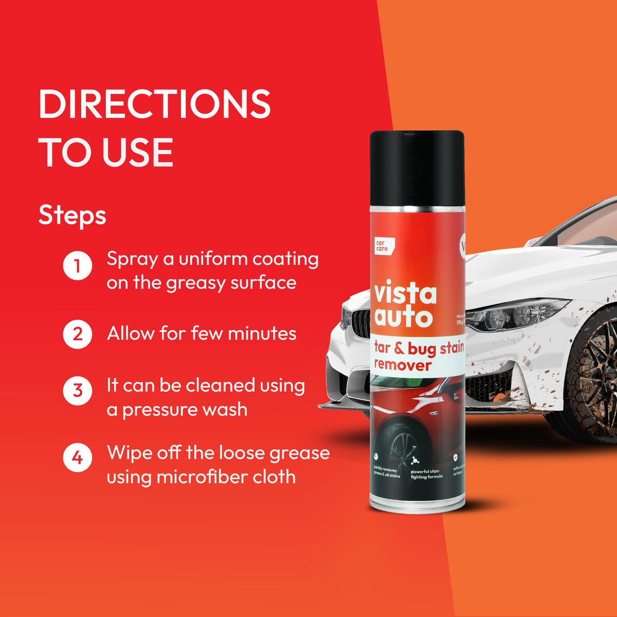 Tar & Bug Stain Remover 500 ml | Powerful, Residue-Free Cleaner for Painted, Chrome, Glass & Plastic Surfaces