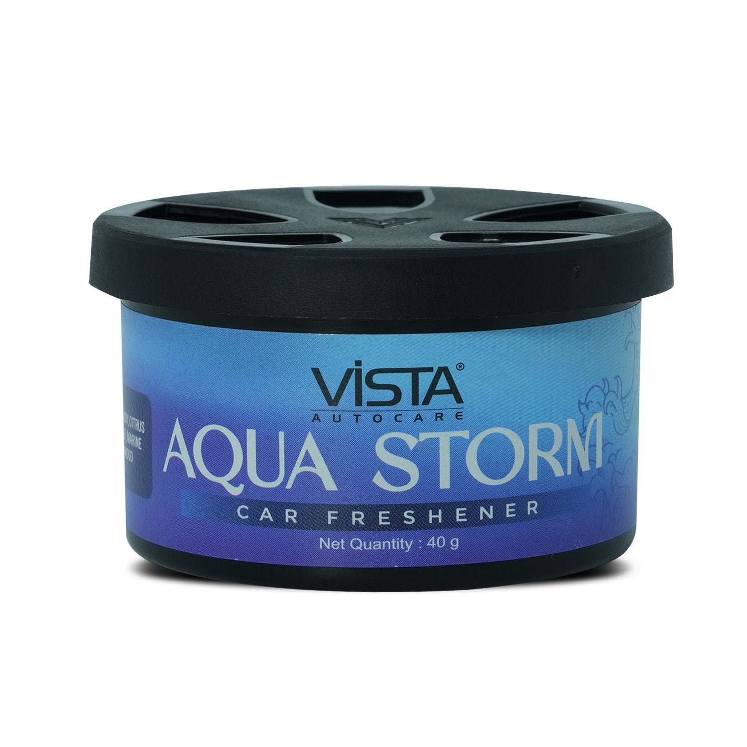 Vista Auto Care | Car Air Freshener – 40 g, Wooden Fiber, Long-Lasting & Refreshing Fragrance to Freshen Up Your Car – Odor Eliminator & Car Accessories (AURA AQUA STORM)