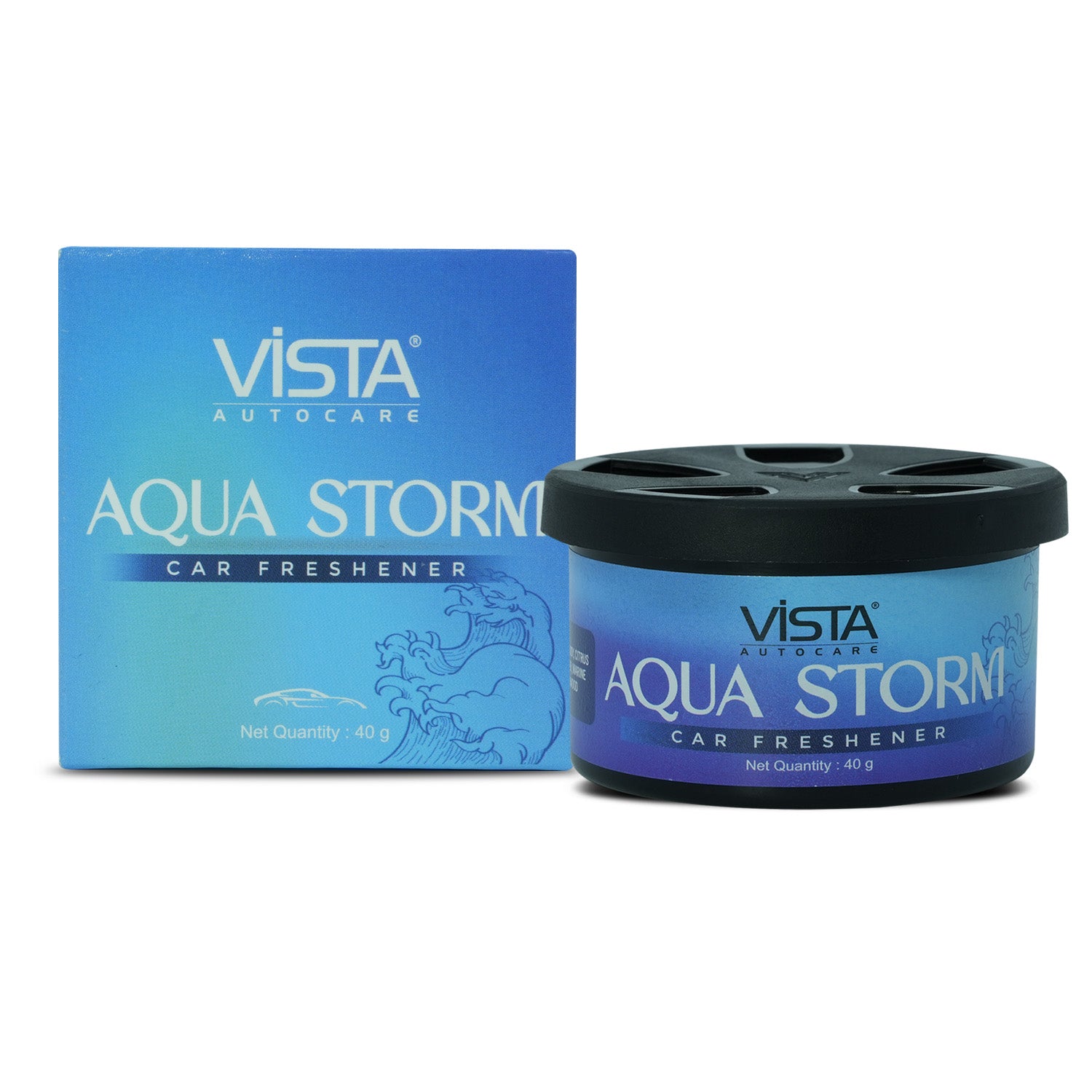 Aura Aqua Storm Car Air Freshener 40 g, Wooden Fiber, Long-Lasting & Refreshing Fragrance to Freshen Up Your Car - Odor Eliminator & Car Accessories