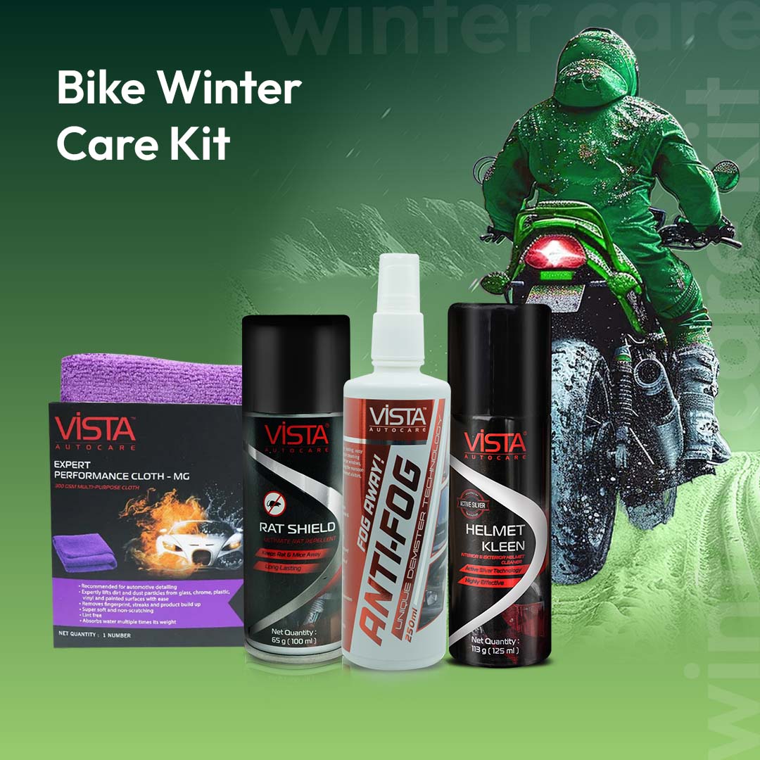 Bike Winter Care Kit- BK7 | 4-Piece Protection Kit | Anti-Fog, Helmet Care & Rat Protection Bundle