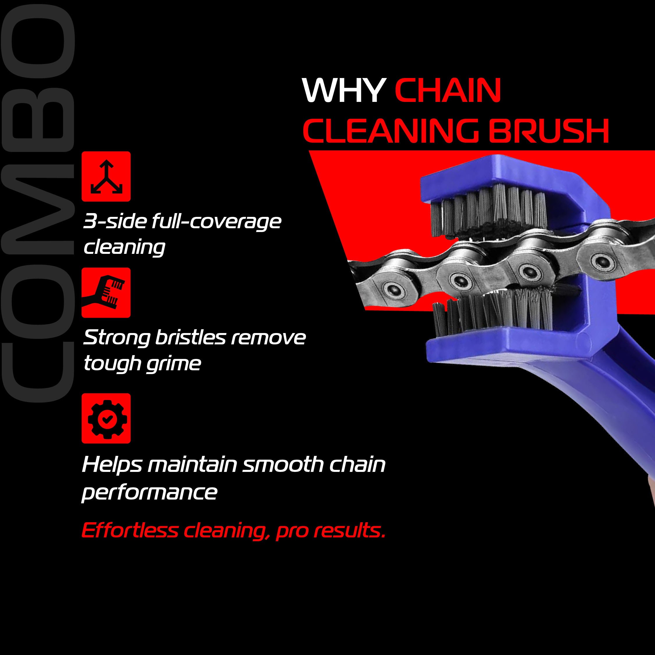 Chain Care Combo Macro | 3 in 1 Professional Bike Chain Maintenance Kit | Chain Lube 500 ml, Chain Kleen 400 ml & Brush