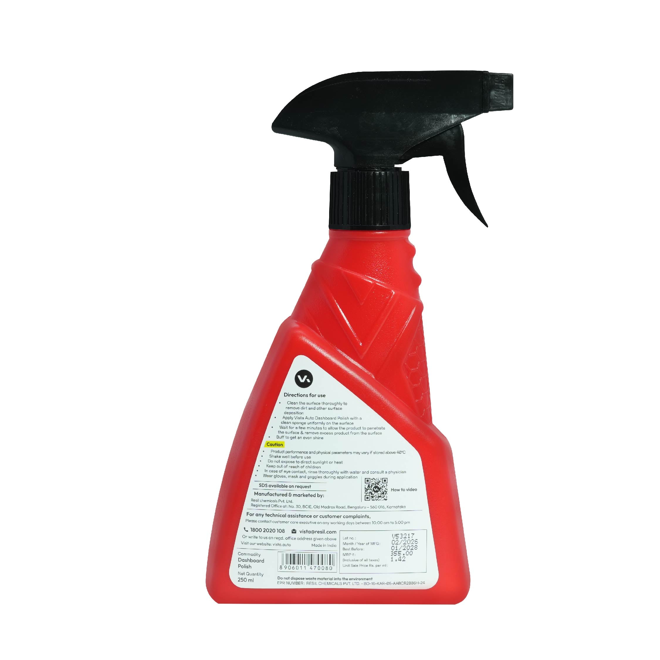 Dashboard Polish 250 ml for Car | UV Protection, Dust-Repellent, Matte Finish for Vinyl, Plastic & Rubber