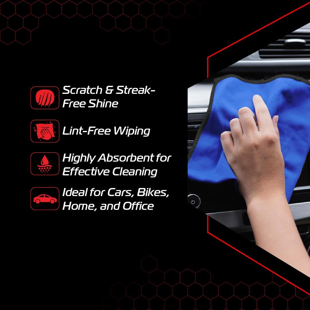 Microfiber Duo | Dual Surface Cleaning Cloths for Scratch-Free, Streak-Free Shine for Cars, Bikes, Homes, and Offices