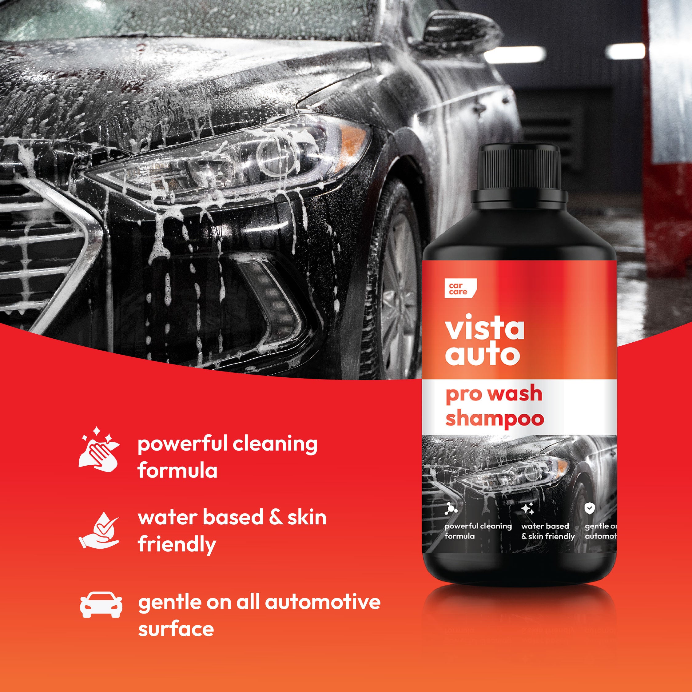 Vista Auto Pro Wash Shampoo 1L | High Concentrate Car & Bike Shampoo