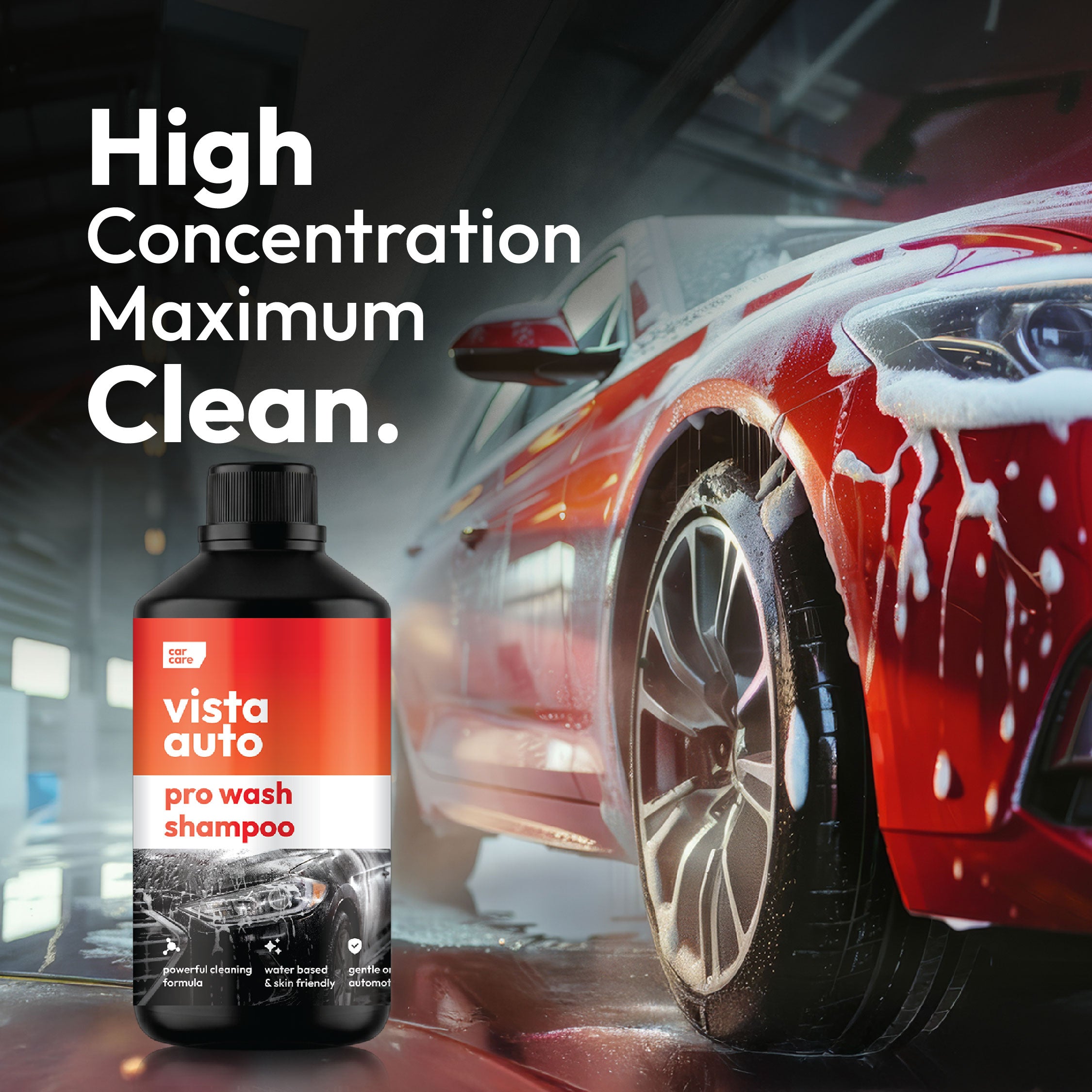 Vista Auto Pro Wash Shampoo 1L | High Concentrate Car & Bike Shampoo