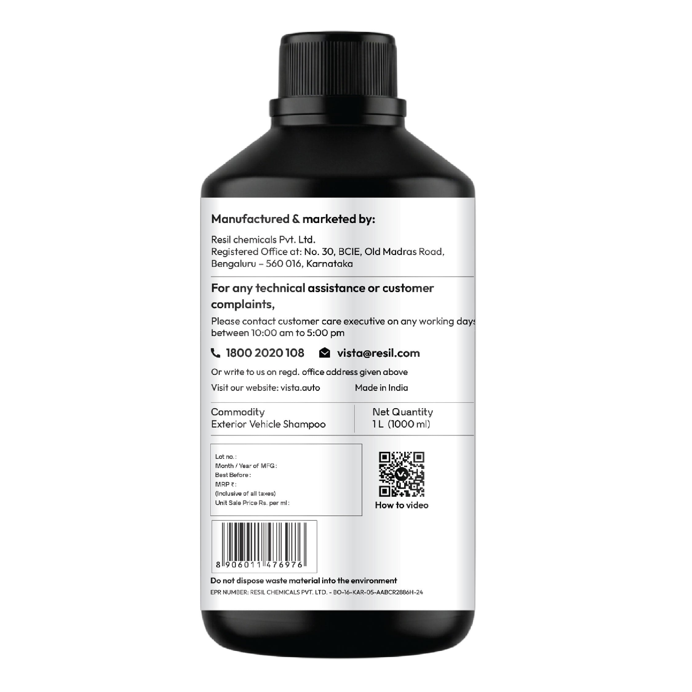 Vista Auto Pro Wash Shampoo 1L | High Concentrate Car & Bike Shampoo