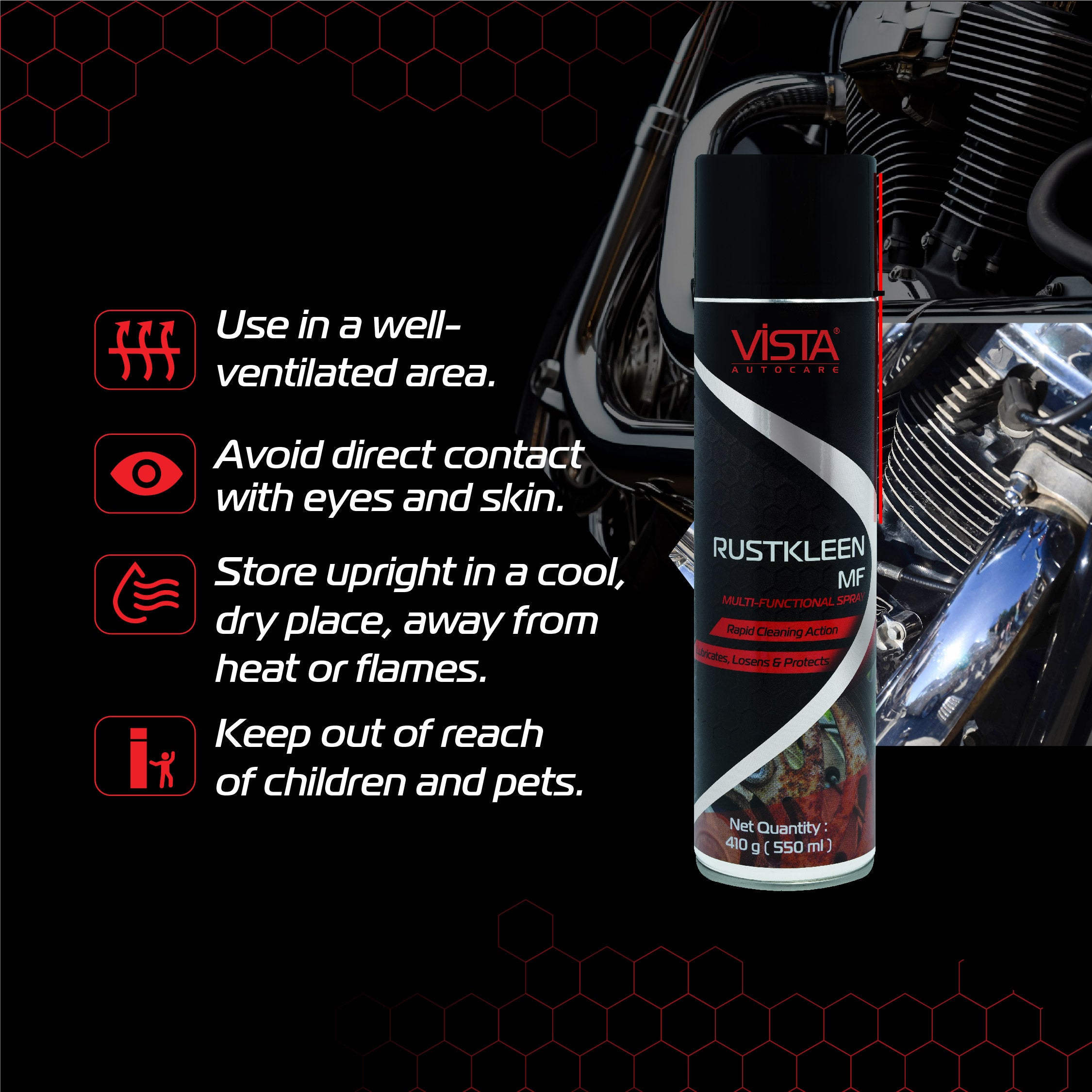 Rustkleen MF 550ml Rust Remover & Lubricant Spray for Car & Bike | Loosens Rust, Prevents Corrosion, Eliminates Squeaks, Reduces Friction