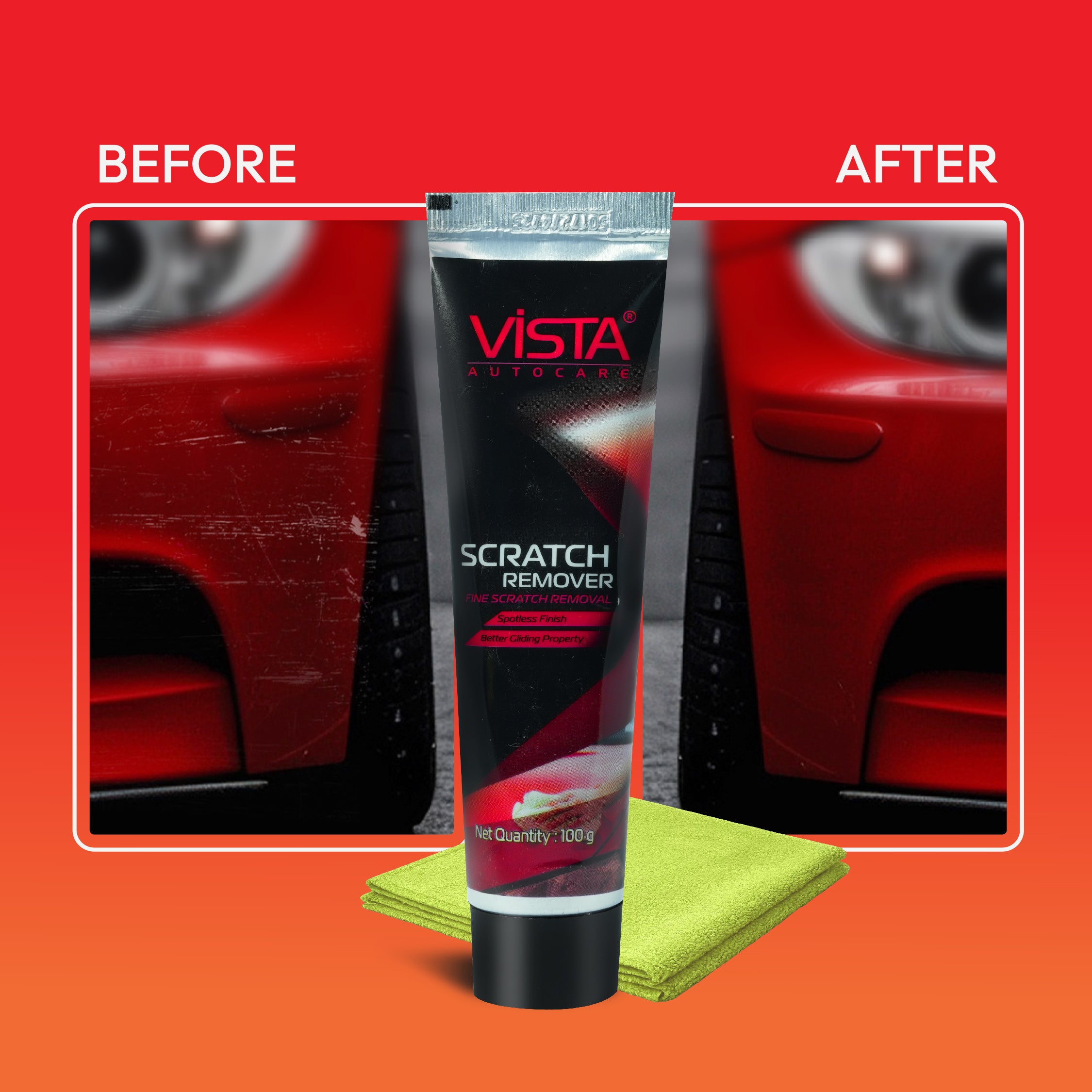 Vista Auto Scratch Remover 100g with Microfiber Cloth