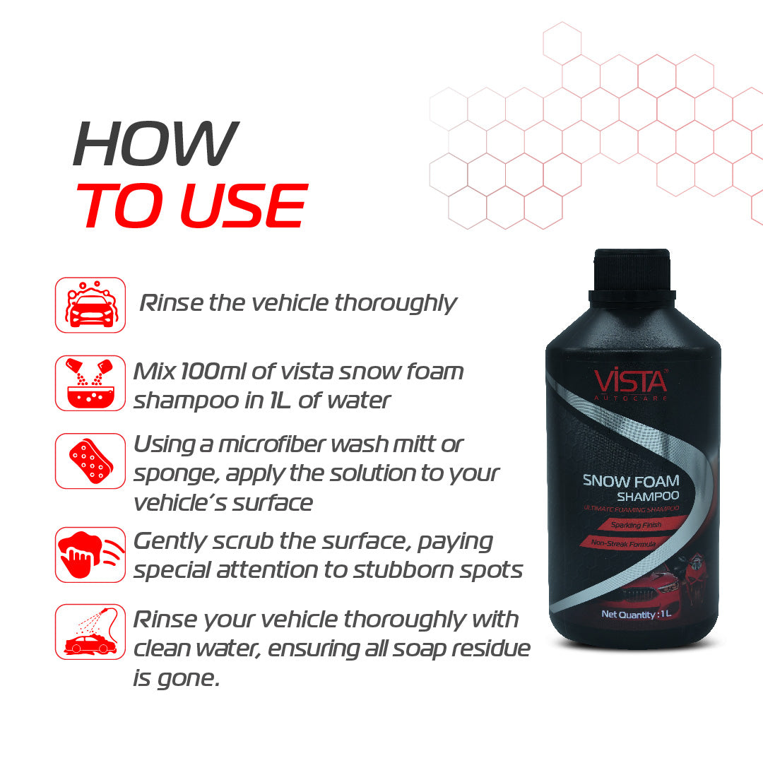 Snow Foam Shampoo 1L - pH Balance Formula, For Car and Bike