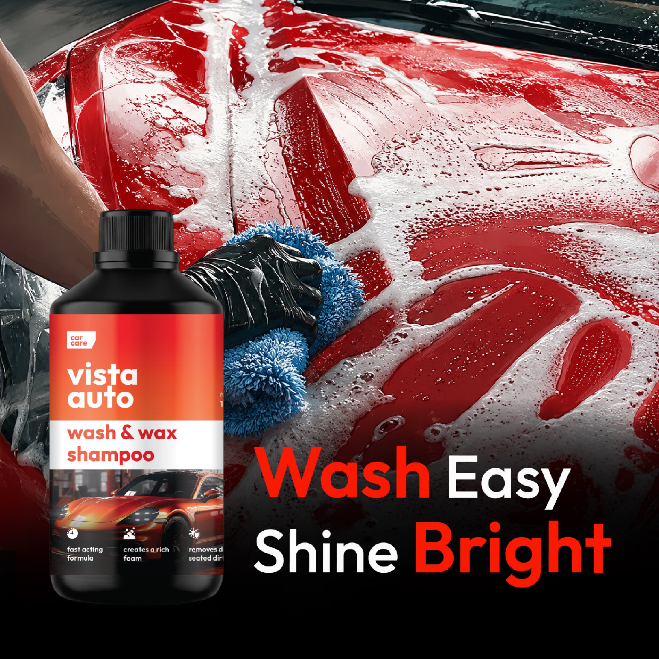 Vista Auto Wash & Wax Shampoo 1000 ml For Car & Bike