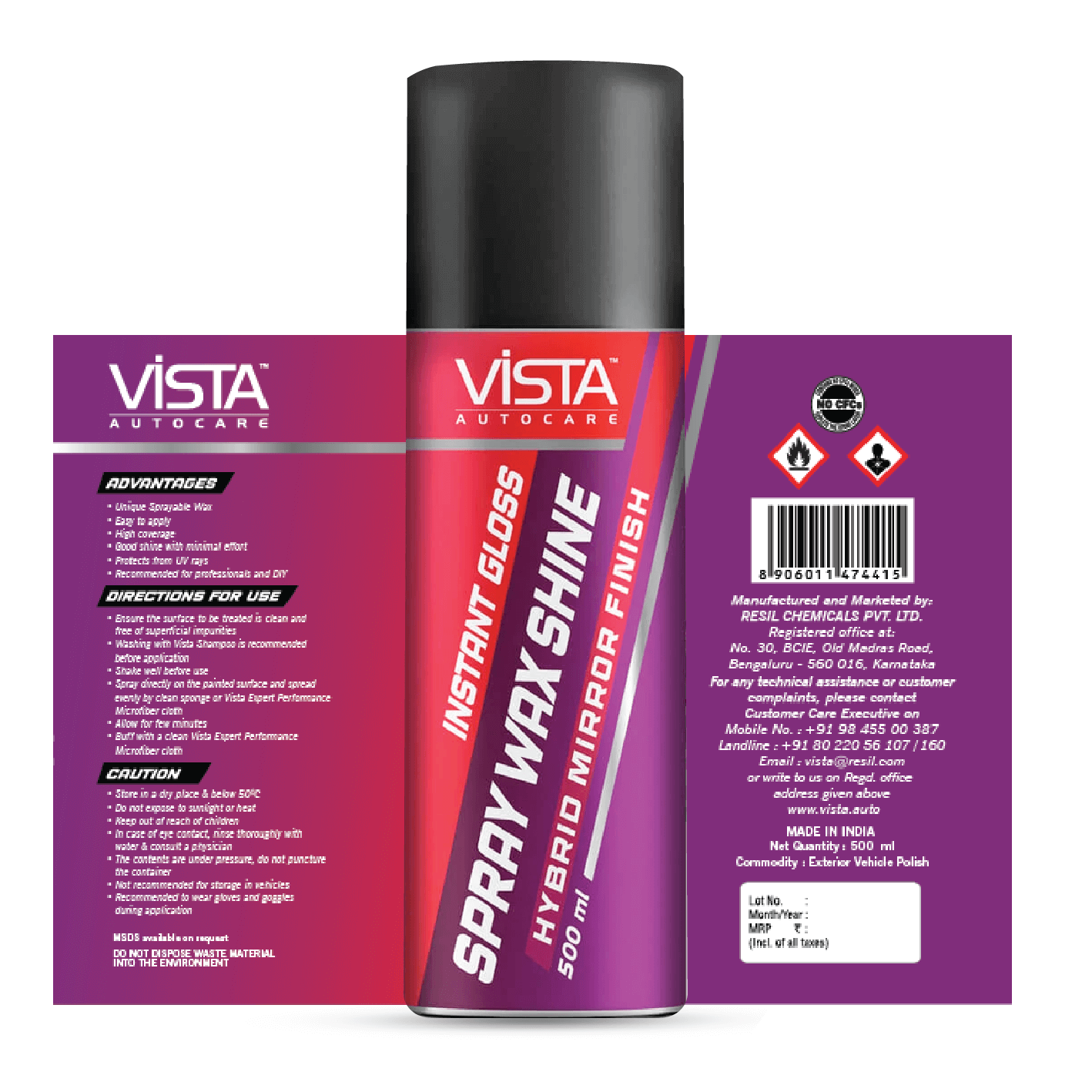 VISTA SPRAY WAX SHINE 500 ml